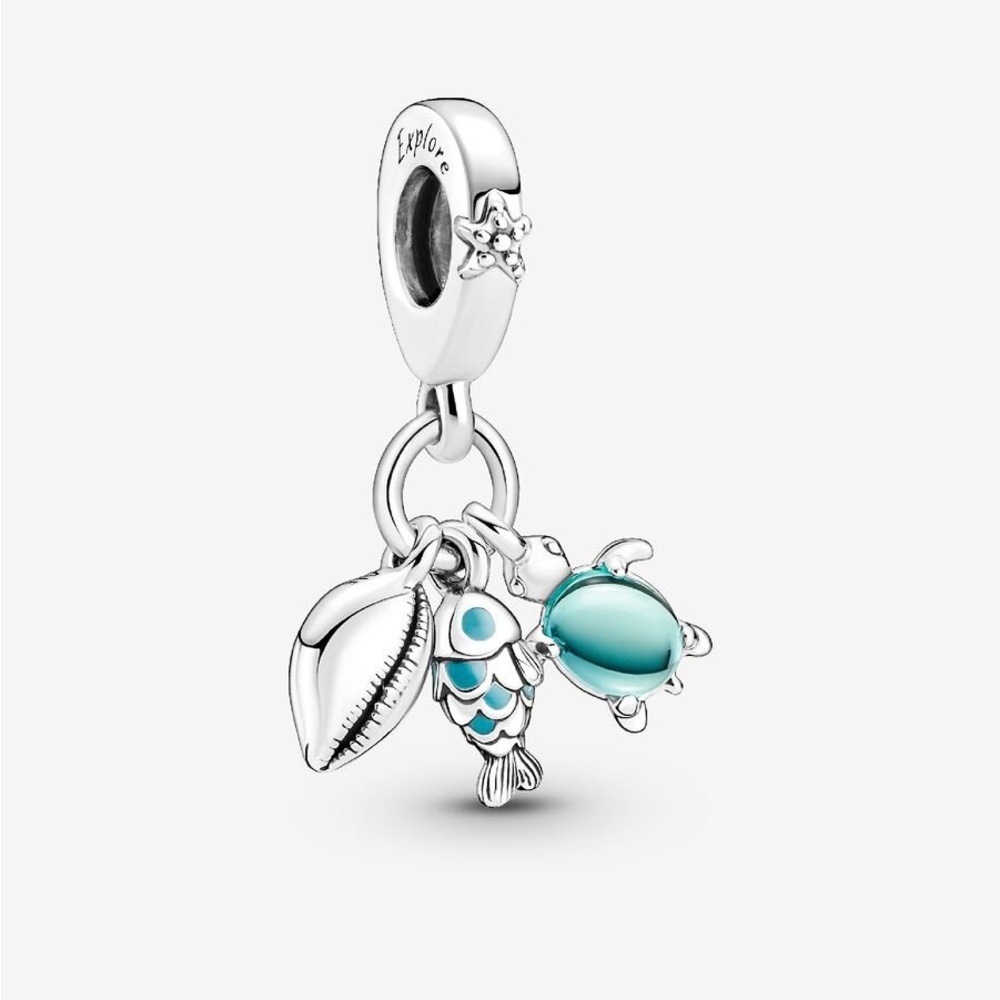 Fish, Sea Turtle & Conch Triple Dangle Charm